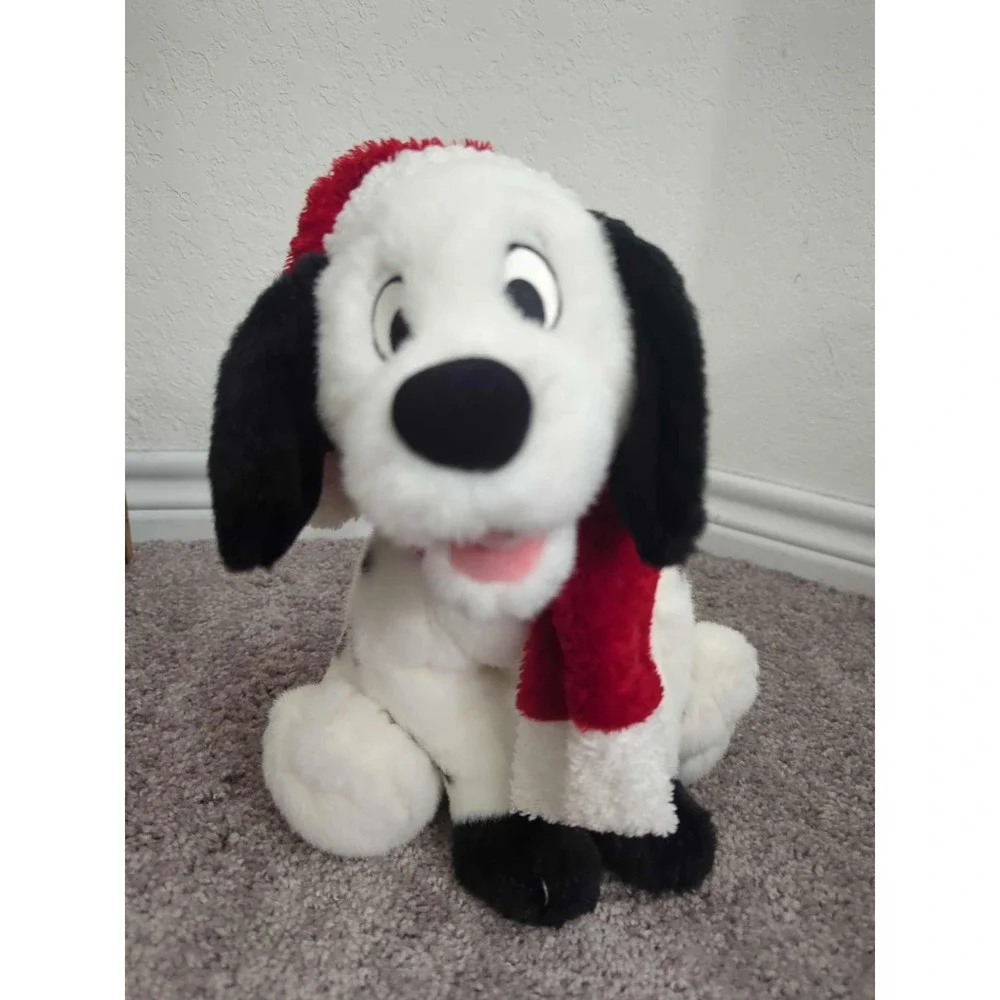 Vintage Walt Disney Dalmatian Dog Santa Hat Plush Stuffed Toy 2000‎ Christmas